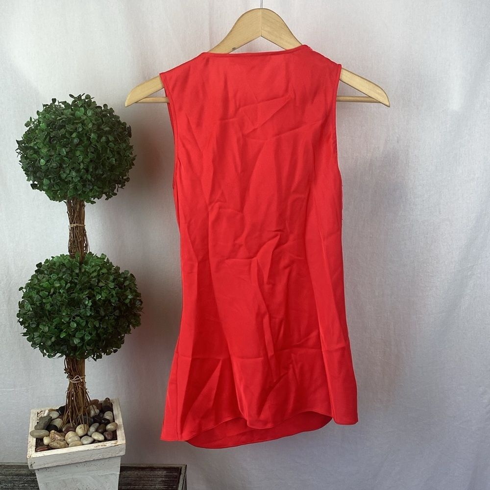 Boston Proper Red Sleeveless Fringe Accent Drape Bodice Blouse Top 6 - Picture 3 of 5